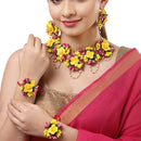 Yellow & Pink Flower Jewellery Set Combo