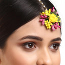 Gold Plated Floral Pink Yellow And Green Gotta Patti Maang Tikka  (Mehandi,Haldi,Bridal,Baby Shower)