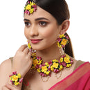Yellow & Pink Flower Jewellery Set Combo