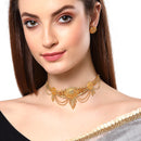 Stylish Gold-Plated Jewellery Set with Flower Shaped Earrings