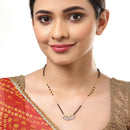 Set Of 3 Gold-Plated & Black American Diamond-Studded & Beaded Mangalsutra