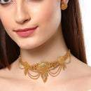 Stylish Gold-Plated Jewellery Set with Flower Shaped Earrings