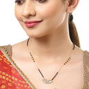 Set Of 3 Gold-Plated & Black American Diamond-Studded & Beaded Mangalsutra