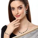 Black & White Gold Plated Stone American Diamond Studded Jewellery Set Combo