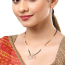 Set Of 3 Gold-Plated Black American Diamond-Studded & Beaded Mangalsutra