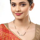 Set Of 3 Gold-Plated & Black Beaded AD Studded Mangalsutra