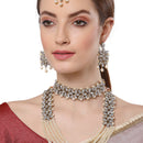 Flower Shaped Gold-Plated & White Kundan-Studded Five Layered Jewellery Set Combo