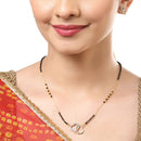Sparkling Gold Plated Wedding Jewellery American Diamond Solitaire Mangalsutra Tanmaniya Combo For Women
