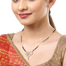 Set of 3 Gold-Plated Black & White American Diamond-Studded & Beaded Heart Shaped Mangalsutra