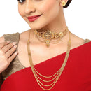 Gold-Plated Floral Textured Jewellery Set Combo
