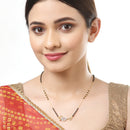 Set Of 3 Gold-Plated AD-Studded Black Beaded Mangalsutra