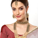 LCT Gold-Plated & Yellow Kundan Studded Multi-Stranded Jewellery Set Combo