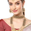 LCT Gold-Plated & Yellow Kundan Studded Multi-Stranded Jewellery Set Combo