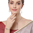 Gold-Plated Red Stone Asscher Shaped American Diamond Jewellery Set Combo