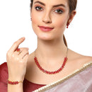 18K Gold-Plated Flower Shaped American Diamond Studded Handcrafted Jewellery Set Combo