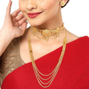 Gold-Plated Floral Intricate Textured Jewellery Set Combo