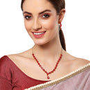 Stylish Temple Gold-Plated Red American Diamond-Studded Jewellery Set