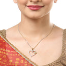 Gold-Plated Heart Shaped White Cubic Zirconia Stone Studded Pendant Combo