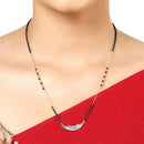 Gold Plated Wedding Jewellery American Diamond Solitaire Mangalsutra Tanmaniya Combo For Women