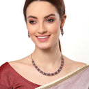 Pink Blue Green & White Rose Gold-Plated American Diamond-Studded Handcrafted Jewellery Set