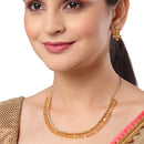 Floral Shaped Gold-Plated White American Diamond-Studded Necklace Set with Earrings