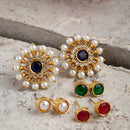 Set of 4 Gold-Toned Contemporary Studs Earrings