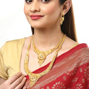 Gold-Plated Textured Temple Jewellery Set