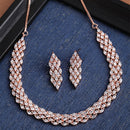 Rose Gold-Plated White American Diamond Studded Handcrafted Jewellery Set