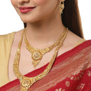 Gold-Plated Textured Temple Jewellery Set