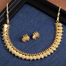 Traditional Temple Coin Gold-Plated Choker Necklace With Drop Earrings