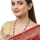 Pack Of 2 Red & White Pearls Gold-Plated Chain Combo