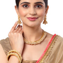 Gold-Plated White Pearl Jewelry Set with Bangles & Jhumka Earrings