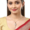 18K Gold Plated Cubic Zirconia Peacock Shaped Pendant Earring Set