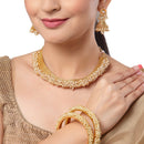 Gold-Plated White Pearl Jewelry Set with Bangles & Jhumka Earrings