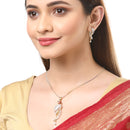 18K Gold Plated Cubic Zirconia Peacock Shaped Pendant Earring Set