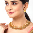Traditional Gold-Plated White Pearl Lakshmi Coin Necklace & Earring Jewellery Set