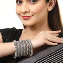 Rhodium-Plated with Silver-Tone Set of 28 Textured Oxidized Bangles