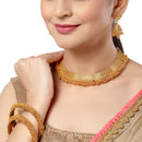 Gold-Plated  Pearl Jewelry Set with Bangles & Jhumka Earrings