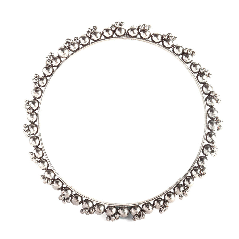 Rhodium-Plated with Silver-Tone Set of 40 and Oxidised Textured Bangle