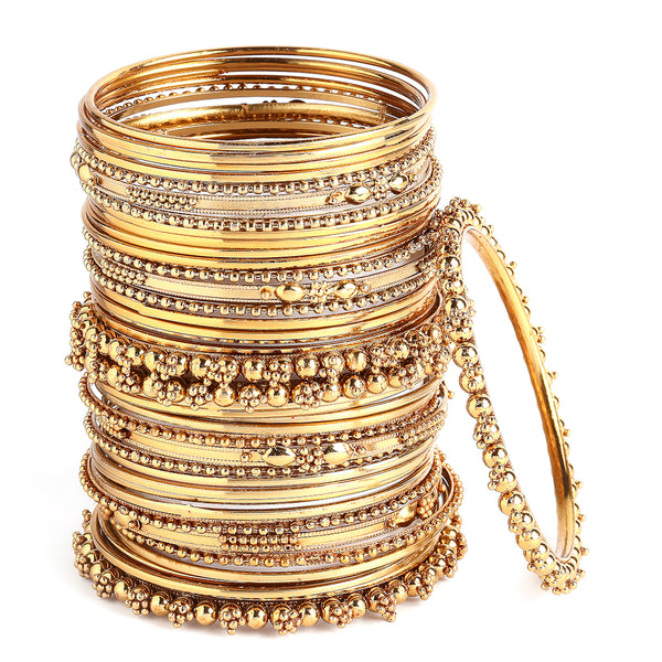 Oxidised Gold-Plated Set Of 40 Bangles