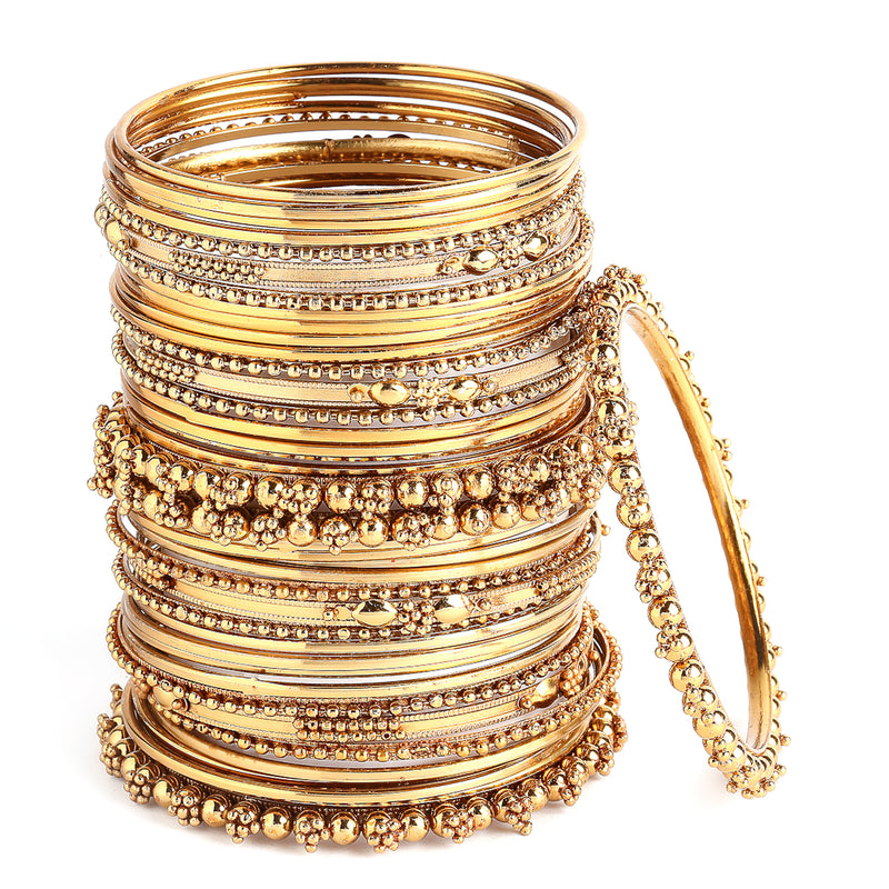 Oxidised Gold-Plated Set Of 40 Bangles