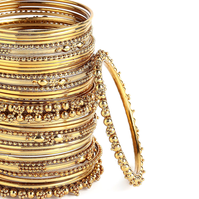Oxidised Gold-Plated Set Of 40 Bangles