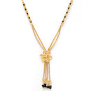 Gold-Plated & Black Beaded Floral Mangalsutra For Women