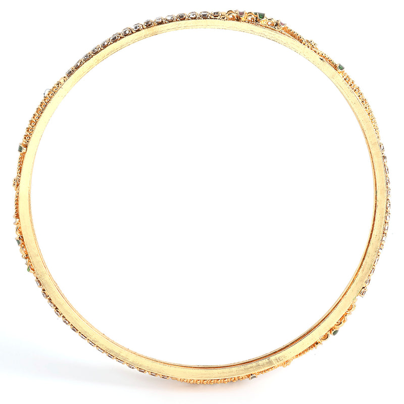 Set of 8 Red and Green Gold-Plated Crystal Studded Meenakari Handcrafted Bangles Combo