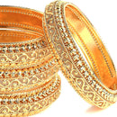 Set Of 4 Oxidised Silver-Plated Classic Intricate Textured Bangles Jewellery Set for Girls and Women