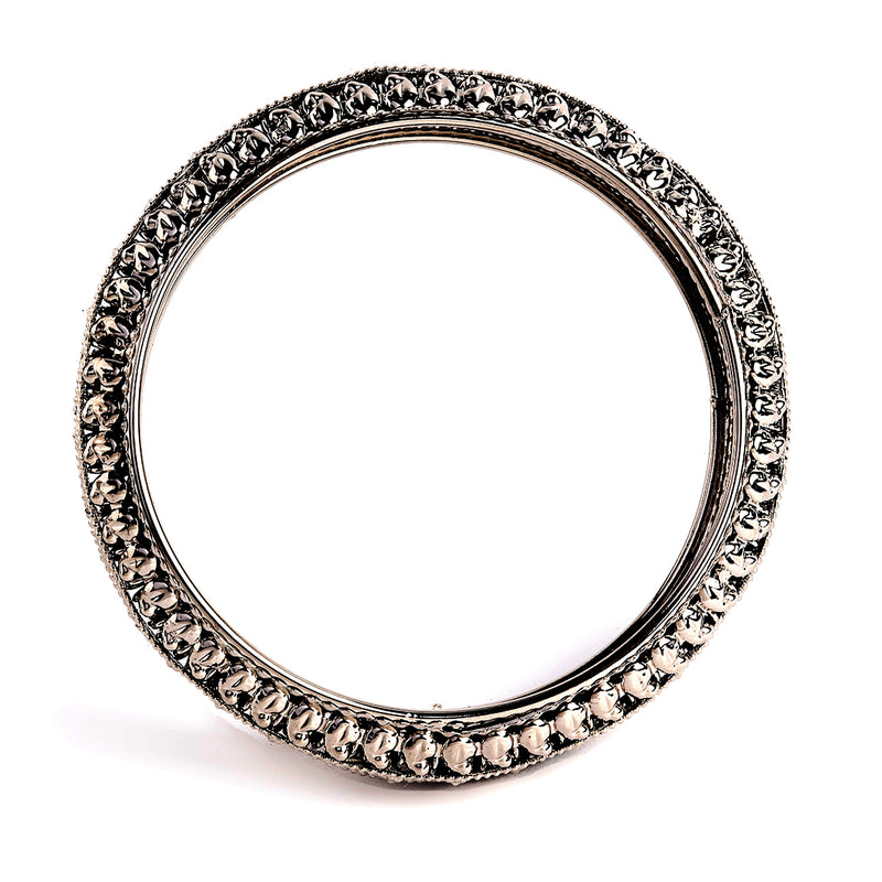 Set Of 2 Silver-Plated Artistic Designed Bangles