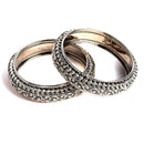 Set Of 2 Silver-Plated Artistic Designed Bangles
