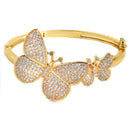 Gold Plated with White American Diamond Studded Butterfly Kada Bracelet