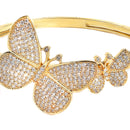Gold Plated with White American Diamond Studded Butterfly Kada Bracelet