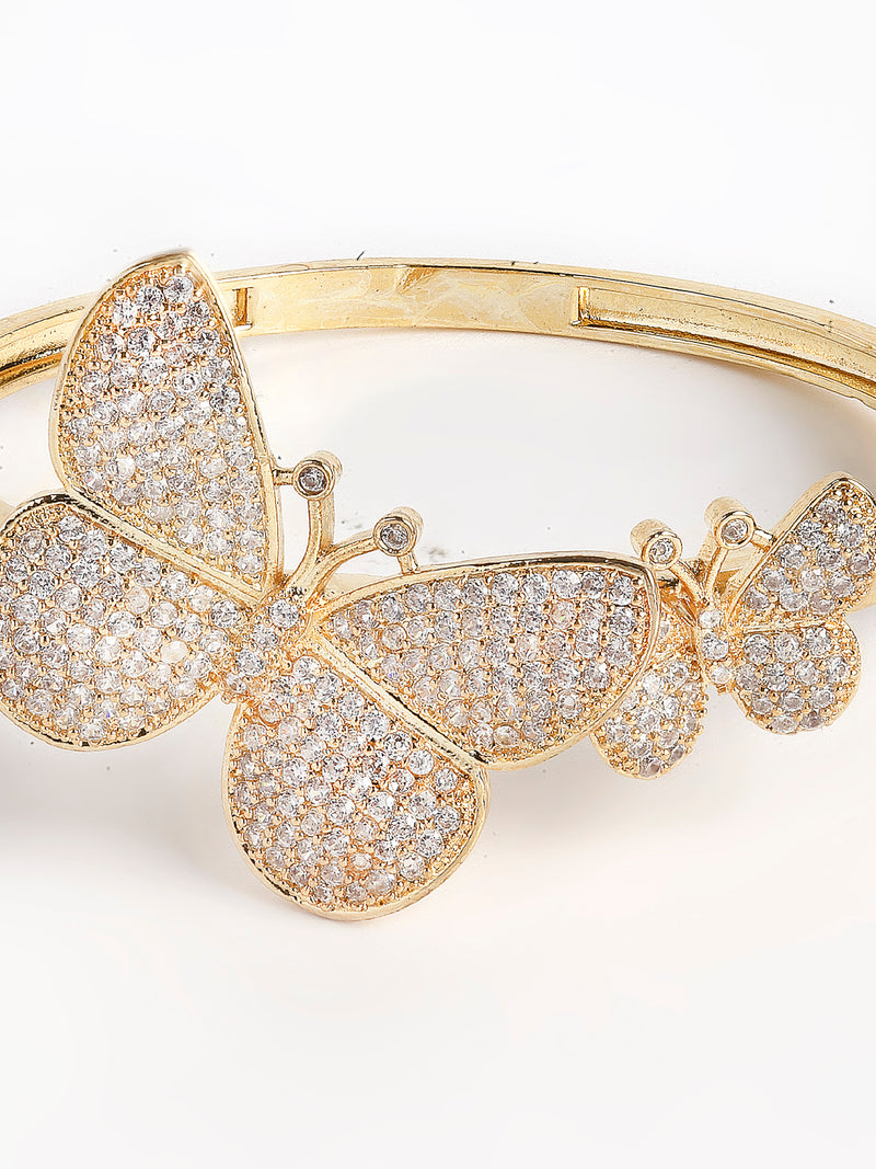 Antique Gold-Plated Brass American Diamond Kada Bracelet